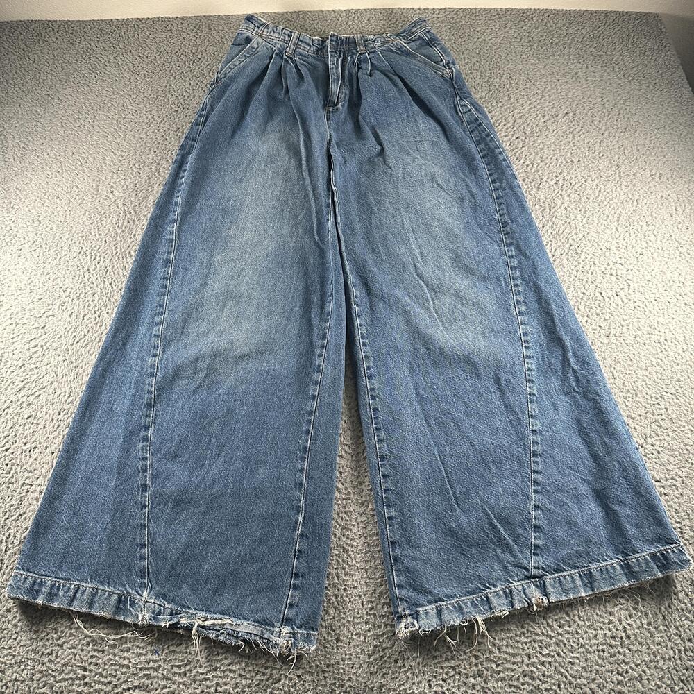 We The Free Equinox Wide Leg Jeans Womens 27 Blue High Rise Pleated Denim Turkey